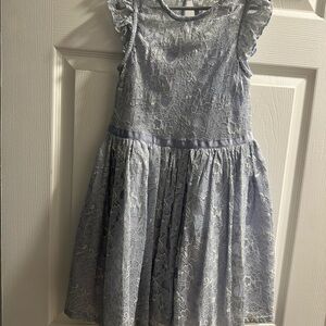 Zunie Lace Overlay Kids Dress in Soft Blue